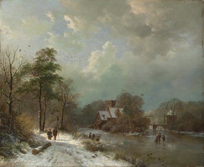 Winterlandschap, Holland, 1833 door Barend Cornelis Koekkoek