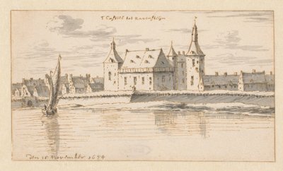 Gezicht op het Kasteel van Ravenstein, Noord-Brabant door Barend Klotz (attributed to)