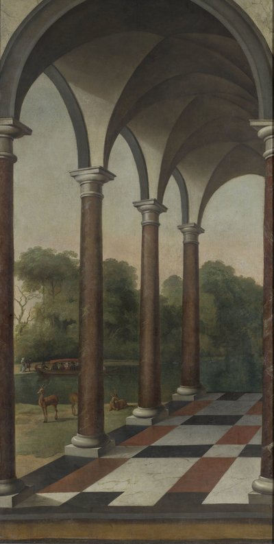 Colonnade met Uitzicht op een Park door Barent Fabritius (attributed to)