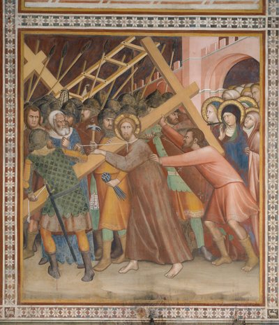 Scène uit het Nieuwe Testament: Het dragen van het kruis door Barna da Siena
