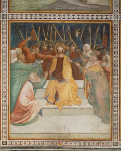 Scène uit het Nieuwe Testament: Kroning met Doornen (fresco) door Barna da Siena