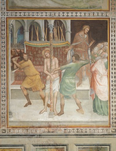 Scène uit het Nieuwe Testament: Geseling van Christus door Barna da Siena
