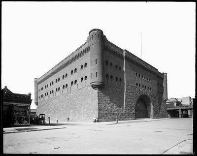 First Regiment Armory, Chicago, Illinois, VS, ca.1891 (zwart-wit foto) door Barnes and Crosby