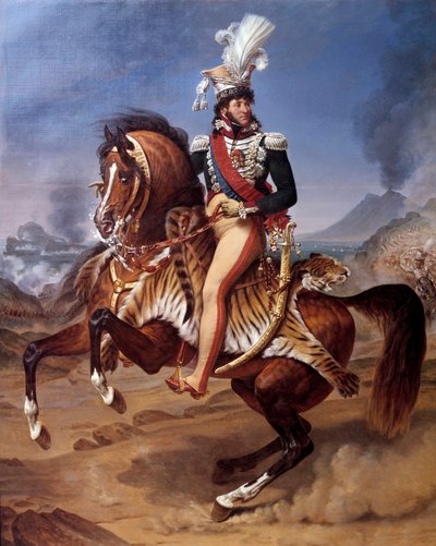 Ruiterportret van Joachim Murat, Koning van Napels met uitzicht op de Vesuvius door Baron Antoine Jean Gros