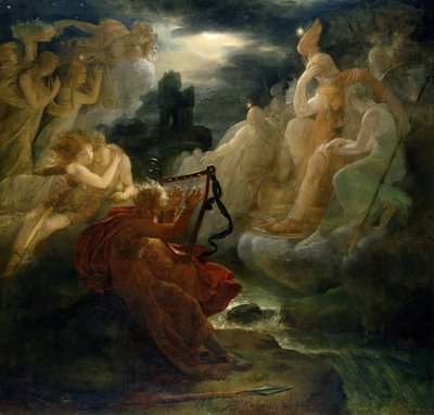 Aan de oever van de Lora, Ossian roept een geest op met het geluid van zijn harp, c.1811 door Baron François Pascal Simon Gérard