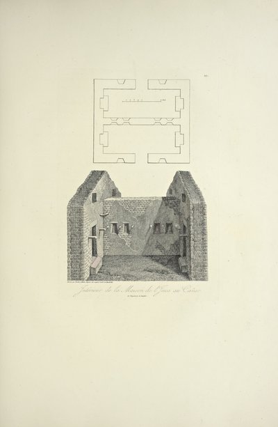 Interieur van het huis van de Inca in Canar, getekend door Gmelin, illustratie uit "Vues des Cordillères et Monumens des Peuples Indigènes de l