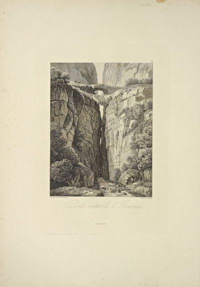 Natuurlijke bruggen van Icononzo, illustratie uit "Vues des Cordillères et Monumens des Peuples Indigènes de l