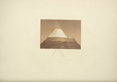 Vulkaan van Cotopaxi, getekend door Gmelin, gegraveerd door Arnold, illustratie uit "Vues des Cordillères et Monumens des Peuples Indigènes de l