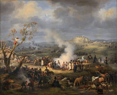 Napoleon met zijn troepen aan de vooravond van de strijd door Baron Lejeune Louis-François