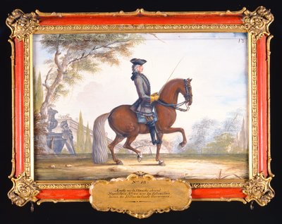 Nr. 13 Dressuurstappen uitgevoerd door een Napolitaans paard van de Spaanse Rijschool genaamd Alzan door Baron Reis Eisenberg
