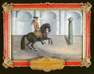Nr. 33 Een Spaans paard van de Spaanse Rijschool die een dressuurbeweging uitvoert door Baron Reis Eisenberg