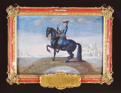 Nr. 38 Een Napolitaans Calabrisch paard van de Spaanse Rijschool dat een dressuurbeweging genaamd de Piaffe uitvoert door Baron Reis Eisenberg