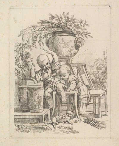 Twee kinderen, een speelt de trommel door Baron de Thiers Louis Antoine Crozat
