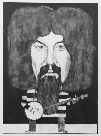 Portret van Billy Connolly, illustratie voor The Listener, 1970s door Barry Fantoni