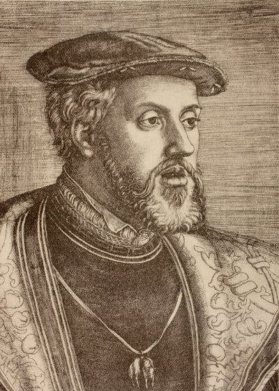 Portret van Karel V, gepubliceerd in 1920 door Barthel (after) Beham