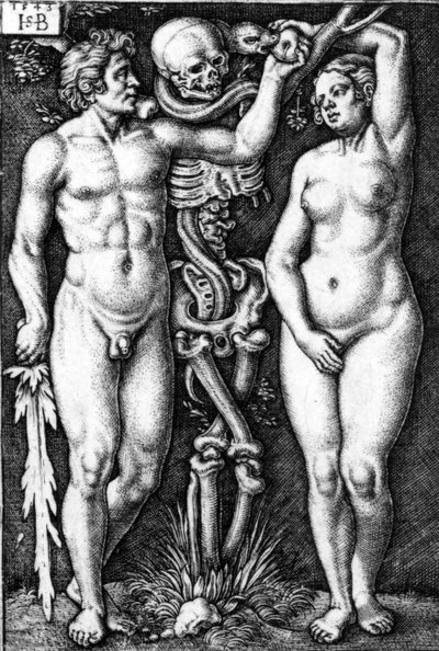 Adam en Eva, gegraveerd door Hans Sebald Beham, 1543 door Barthel Beham