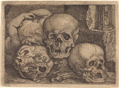 Kind met drie schedels door Barthel Beham