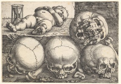 Dood kind met vier schedels, midden 16e eeuw door Barthel Beham