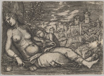 Der Welt Lauf Sleeping Justice kopie, begin 16e eeuw door Barthel Beham