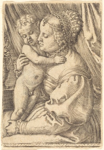 Madonna met bloemenvaas door Barthel Beham