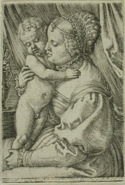 De maagd met kind en vaas door Barthel Beham