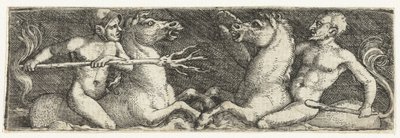 Twee vechtende tritons door Barthel Beham