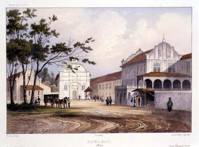 Staatshuis in Malakka, gegraveerd door Alfred Leon Lemercier, c.1840 door Barthelemy (after) Lauvergne