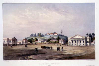 Uitzicht op een Protestantse Tempel, Singapore, gegraveerd door Alfred Leon Lemercier, c.1840 door Barthelemy (after) Lauvergne