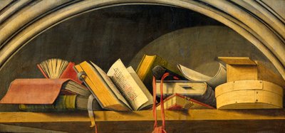 Stilleven met boeken in een nis door Barthelemy d