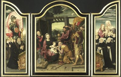 Drieluik met de Aanbidding der Wijzen door Bartholomäus Bruyn (I) (manner of)