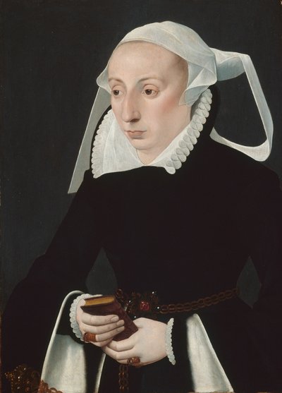Portret van een vrouw met een gebedenboek door Bartholomaeus Bruyn the Younger