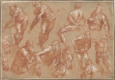 Figurenstudies door Bartholomaeus Spranger after Jacopo Tintoretto