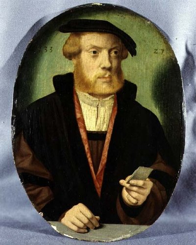 Portret van een Jonge Man met een Met Bont Gevoerde Cape door Bartholomaeus the Elder Bruyn
