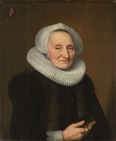 Portret van Belia Claesdr (1566-in of na 1652) door Bartholomeaus Sarburgh