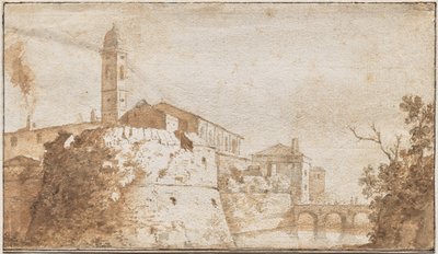 Een Uitzicht op Bracciano met de Kerk van S. Maria Assunta door Bartholomeus Breenberg