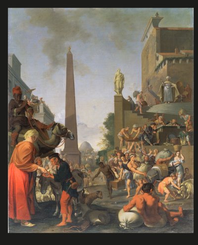Jozef Verdeelt Graan in Egypte, 1655 door Bartholomeus Breenbergh