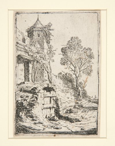 Het huis bij de zeshoekige toren door Bartholomeus Breenbergh