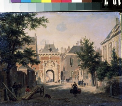 Uitzicht op een Nederlandse stad door Bartholomeus Johannes van Hove
