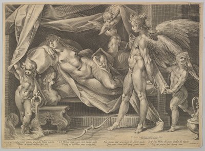 Cupido en Psyche door Bartholomeus Spranger