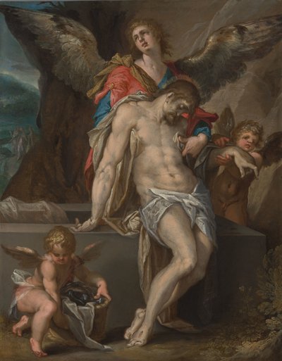 Engelen dragen het lichaam van Christus (Engelenpietà) door Bartholomeus Spranger