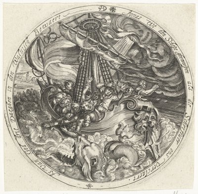 Jona wordt door de zeelieden over boord gegooid door Bartholomeus Willemsz. Dolendo