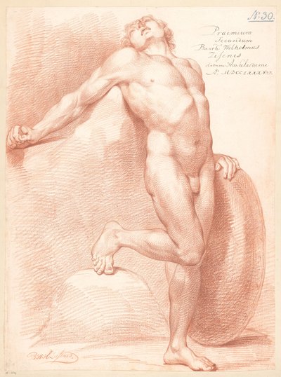 Staand mannelijk naakt, van voren gezien door Bartholomeus Ziesenis