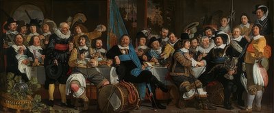 Het schuttersmaal ter viering van de Vrede van Münster door Bartholomeus van der Helst