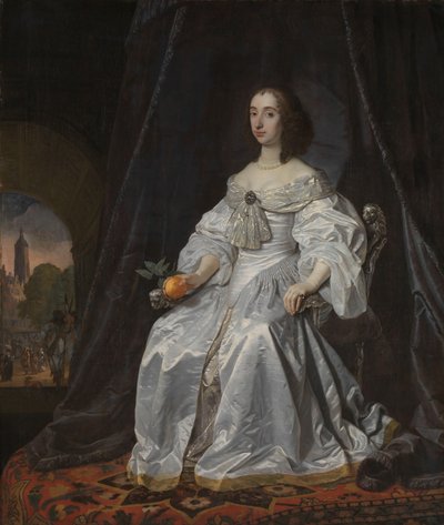 Mary Stuart, Prinses van Oranje, als weduwe van Willem II door Bartholomeus van der Helst