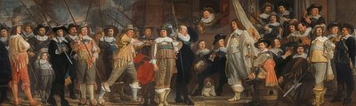 Officieren en andere schutters onder leiding van kapitein Roelof Bicker en luitenant Jan Michielsz Blaeuw door Bartholomeus van der Helst
