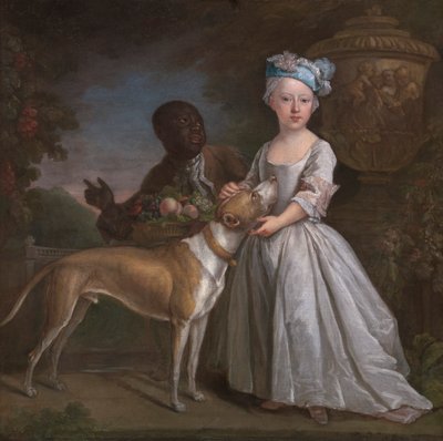 Een Jong Meisje met een Tot Slaaf Gemaakte Dienaar en een Hond door Bartholomew Dandridge