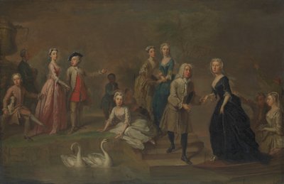 Uvedale Tomkyns Price 1685-1764 en leden van zijn familie, mogelijk begin 1730s door Bartholomew Dandridge