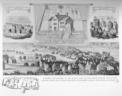 Bankside, Southwark, Londen, in 1648, 1818 1904 door Bartholomew Howlett