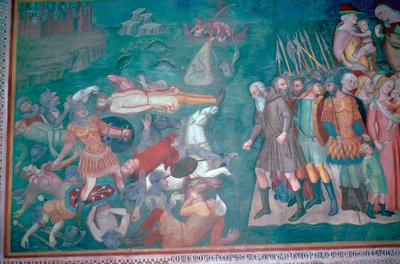 Fresco van de Israëlieten die de Rode Zee oversteken, 14e eeuw door Bartolo di Fredi