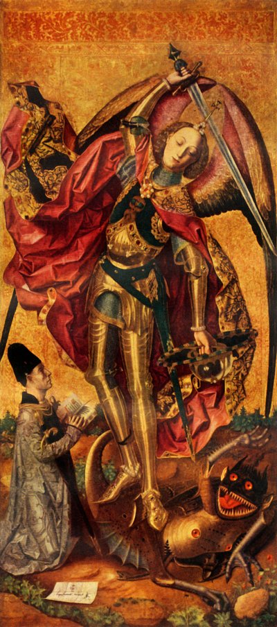 Sint-Michiel Triomfeert over de Duivel, 1468, 1946 door Bartolomé Bermejo